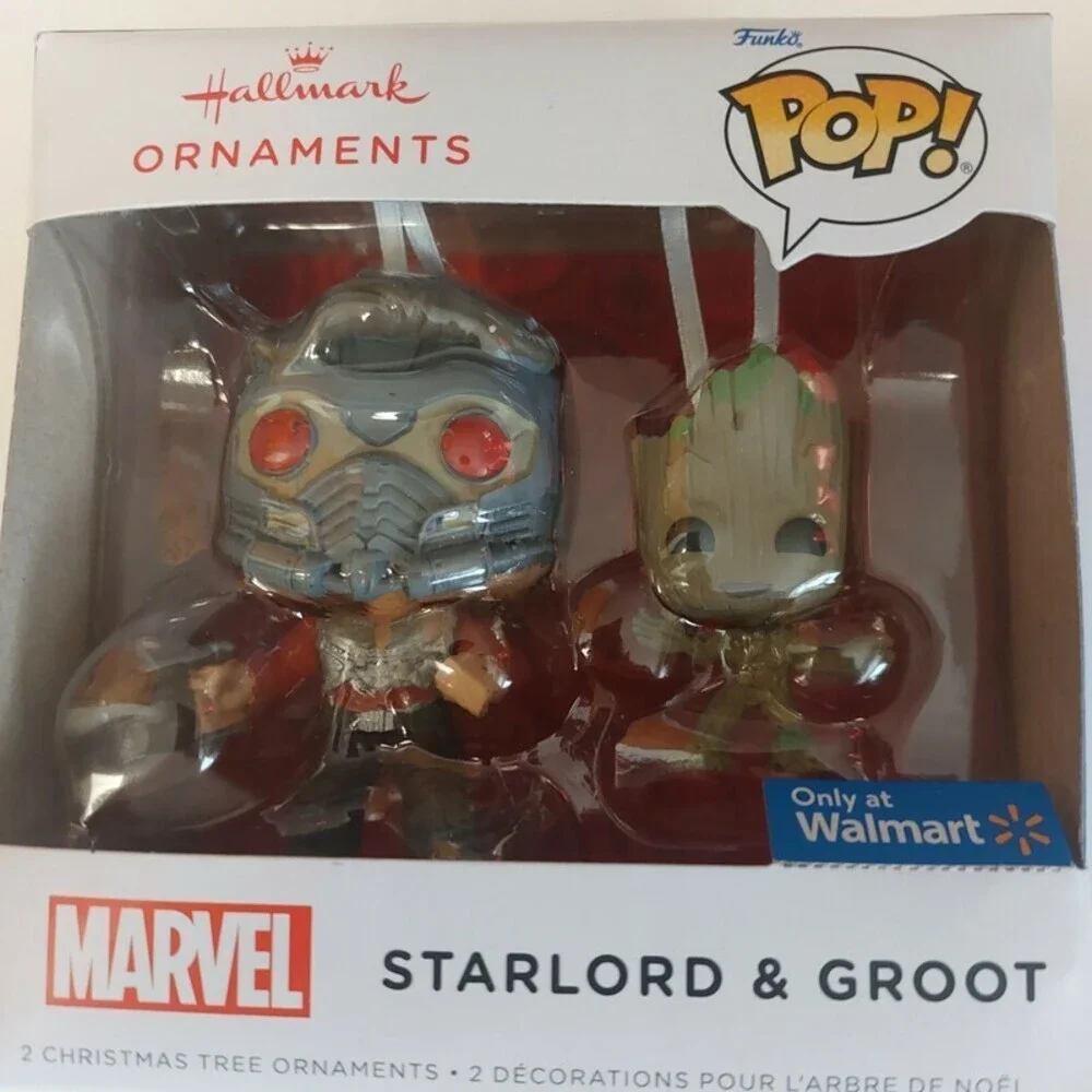 Hallmark Christmas Tree Ornaments Funko Pop Marvel STARLORD & GROOT 2